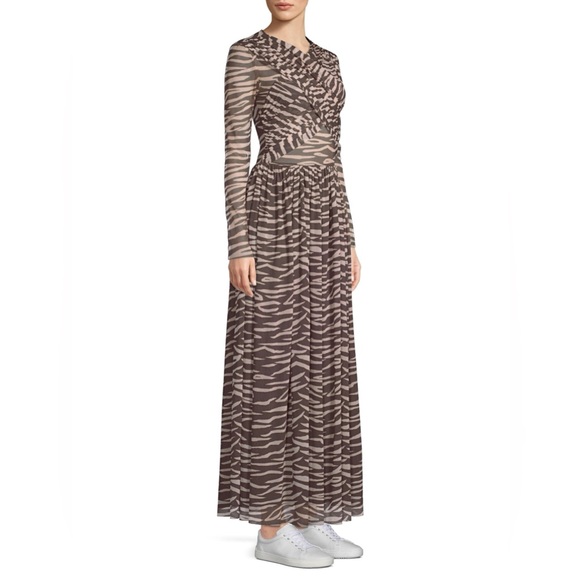 GANNI Tilden Mesh Zebra Print Maxi Dress Size 36 - Picture 7 of 10